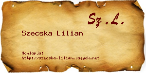 Szecska Lilian névjegykártya